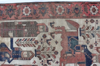 Pictorial Baluch rug , Ferdos area about 1900, wool on cotton,natural colours, touch of Age and using, new windling on bothr sides, new frings, stead low pile, carpet may be cleaned from  ...