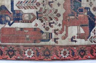 Pictorial Baluch rug , Ferdos area about 1900, wool on cotton,natural colours, touch of Age and using, new windling on bothr sides, new frings, stead low pile, carpet may be cleaned from  ...