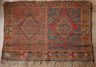 Kurdish mafrash in very good condition, wonderful deep intense colours, natural with one synthetic red. Soft and shiny wool. 59 x 90 cm.          