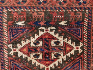 Baluch bagface with lots of goats. Good pile, good colours. wool on cotton. 61 x 53 cm                