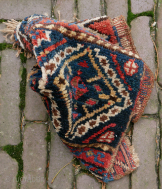 Shahsavan Pile Mafrash-Panel, Northwest Persia, wool/wool, natural colours, approx. 34 x 45 cm, good condition, please use contactform on www.beamol.nl