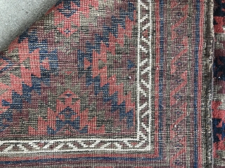 Super small old Baluch. Brown corroded to foundation, but everything else is full Pile. Great Color and Wool. 
Approx 30" x 58". The main listing picture is most accurate for color. The  ...