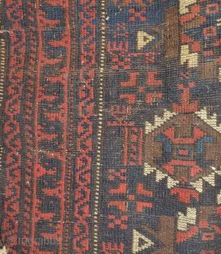 Baluch balisht with great polychromatic blues, Timuri-esque Khorosan group with sort of a kepse/ashik type of design? nice older borders.
             