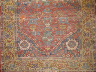 Kula type rug, (or at least it appears so at first glance) Intensely saturated colors including two yellows, at least three blues and four greens. Lots of lazy lines. The border is  ...