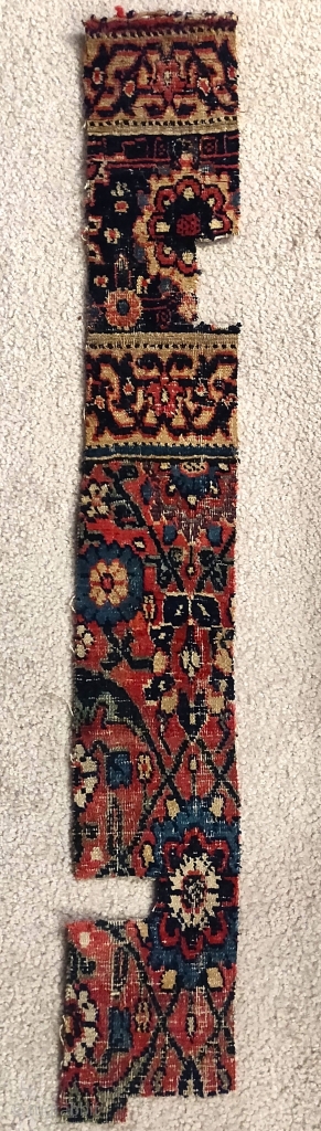 early 'vase carpet-esque' Josheghan fragment strip including borders and field.                       