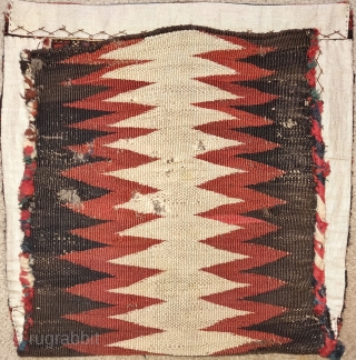 Southwest Persian bagface with a repeat Jaf-like latch-hook diamond field and zig-zag kilim back
                   