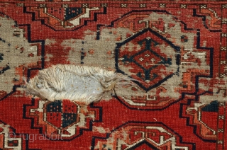 Saryk Main Carpet, old drawing with iconic border, hints of silk                      