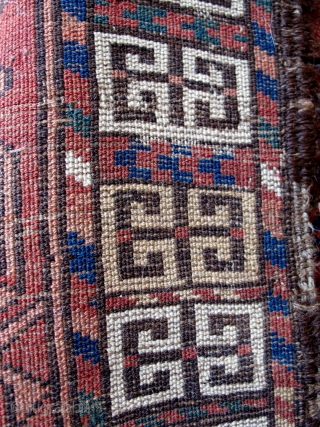 Ersari or Kizyl Ayak Ensi, Very soft wool, interesting drawing, natural colors. Field madder color seems slightly corrosive, browns are un-dyed wool. 2 chord goat hair selvedge and kilim ends are mostly  ...