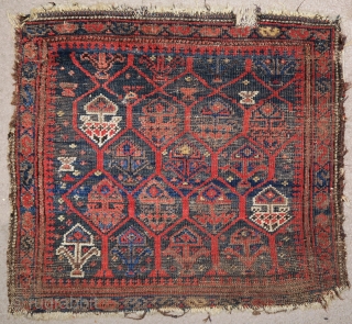 Large colorful Baluch shrub bag. While the vast majority of Baluch bags with this design are from Khorosan and generally on the smaller side, this unusual shrub bag is larger and was  ...