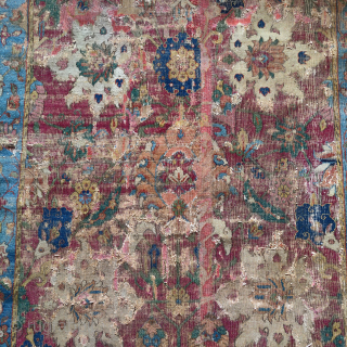 An early (Jufti knotted type) Herat / Khorasan pastiche carpet, reduced in length. Safavid era, circa 1600. A later version of this design type may be Found in Burns 'Visions of Nature:  ...