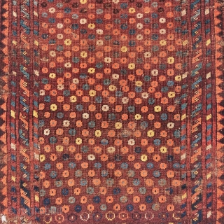 Central Asian Boogie Woogie, Small Middle Amu Darya area / Bashir Turkmen rug with polka-dots, perhaps influenced by Chinese models? Very graphic with an initially subtle sophistication that gradually reveals itself with  ...