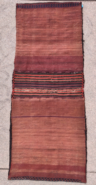 Complete Baluch khorjin with a very unusual design integrating minakhani flowers with a central Memling medallion. All good colors and in good condition. Probably Torbat-i Jam, circa 1880.  Very rare and  ...