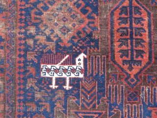 Baluch Harshang Design Main Carpet with Birds. woven in western Afghanistan with great natural color and very soft wool. browns are largely corroded and some have been cast over with old kashmiring.  ...