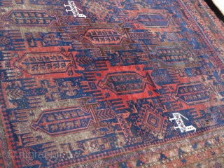 Baluch Harshang Design Main Carpet with Birds. woven in western Afghanistan with great natural color and very soft wool. browns are largely corroded and some have been cast over with old kashmiring.  ...