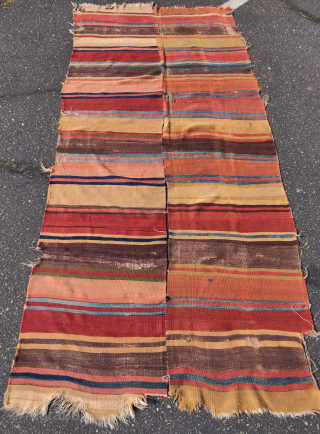 Old, elegant, banded central Anatolian kilim. Excellent refined color.                        