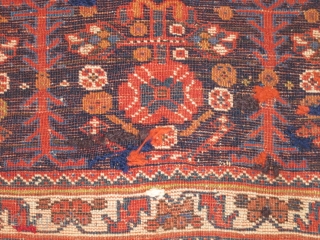 Afshar Bagface, better than most (older than most, more colorful, softer and very pliable, deceptively sophisticated composition) all wool foundation, small rip at top, minor old restoration as can be seen from  ...