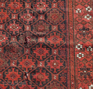 Boucher-esque Khorosan Baluch rug with Memling tile design. Animals drawn all over the place including the field, border, and even within the flatwoven ends. Good state of preservation with sides and ends  ...