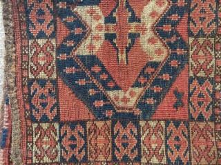 Central Asian Middle Amu Darya Turkmen trapping or torba with an ikat derived 'aq waymaq' design. 4'8"x1'4"                