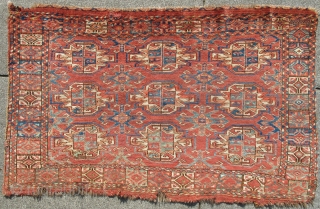 Super Soft Eastern Turkmen Chuval, Kizyl Ayak design but feels more Ersari. Strongly articulated abrash with a multicolored pastel palette at the bottom including purple, several light blues, lemon yellow and sea-greens.  ...