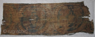 6th century Chinese warp-faced silk textile with roundels featuring wine and Central Asians                    