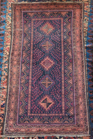 Arab Baluch rug, very jazzy, about 3x5ish, open right.