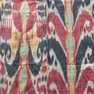 Central Asian silk 'ikat' panel. 4'9"x5'7"                           