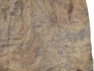 Mongol Era Il-Khanid Persian or Central Asian Lampas Weave Silk Skirt. 13th century. Rabbits, Lions and Panthers. lined with a secondary silk. apx. 140x60cm A very significant textile.     