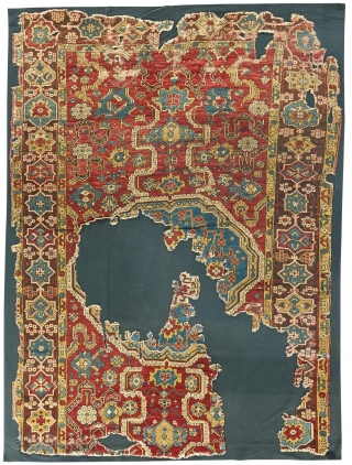 so-called 'Golden Triangle' group carpet. Woven arguably in either Northwest Persia or Eastern Anatolia at a time when the border between these two areas was more fluid, circa 1700? 
size=192x264cm
Sourced in Tibet  ...