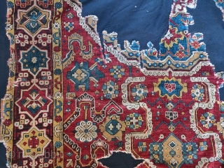 so-called 'Golden Triangle' group carpet. Woven arguably in either Northwest Persia or Eastern Anatolia at a time when the border between these two areas was more fluid, circa 1700? 
size=192x264cm
Sourced in Tibet  ...