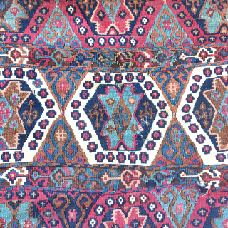 Classic East Anatolian Malatya area bag with an unusual eight-pointed star in octagon design. Pearl roundels? (Probably not but it is reminiscent) 26"x36"          