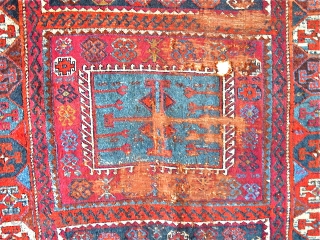 East Anatolian Kurd Rug, fantastic wool, saturated color. orange wefted, condition issues, good scale, recently washed and gleaming. 7'3"x4'5"              