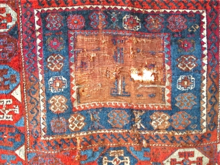 East Anatolian Kurd Rug, fantastic wool, saturated color. orange wefted, condition issues, good scale, recently washed and gleaming. 7'3"x4'5"              