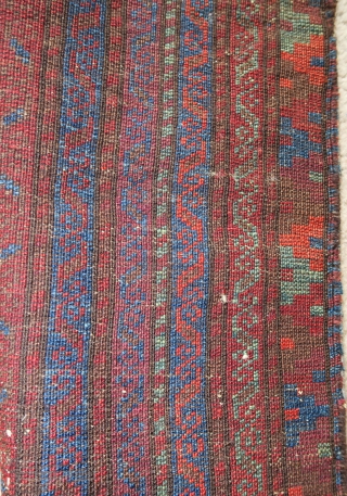 Striped Baluch balisht with purple and green. Probably western Afghanistan, I'm sceptical about the orange, it doesn't look tippy and is rather pleasant in the front but on the back it does  ...