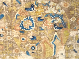 Chinese Ningxia Rug, Imagery of abundance, medallions with birds and fret-dragon corner pieces in keeping with the aesthetics of Qianlong era, (1735-1796). 4 blues with a light blue at the bottom of  ...