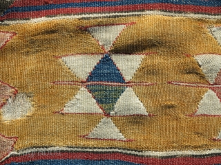 Anatolian kilim with stripes and stars. Great Turkish color. mounted and conserved. 50" x 84"                  