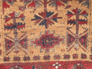 Baluch Prayer Rug with minakhani border and camel field. Lustrous wool! Khorosan, 19th century.                   