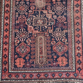 Timuri type Baluch rug with a central Turkmen gul and wonderful ornament. Yes, there is aniline in this one. There is also an amazing green and a rare pale yellow. Still a  ...