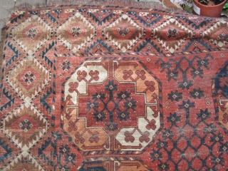 Ersari? Turkmen Guli-Gul Main Carpet. Wear is pretty much as it appears in the images. One side has significant loss to the selvedge and there is small amount of detailing within the  ...