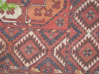 Ersari? Turkmen Guli-Gul Main Carpet. Wear is pretty much as it appears in the images. One side has significant loss to the selvedge and there is small amount of detailing within the  ...