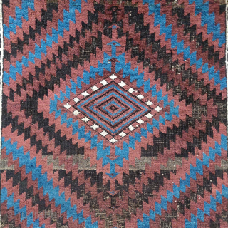 Zig-zaggy diamond Baluch with fantastic blue                           