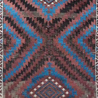 Zig-zaggy diamond Baluch with fantastic blue                           
