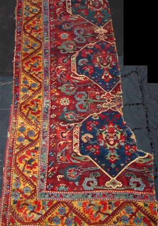 Exceptional multi-medallion long Demerci Kula Fragment (about 65% of the original rug) circa 1776. 
Inscribed multiple times with "mashallah". 
Very soft pile and supple handle with the best saturated colors found in  ...