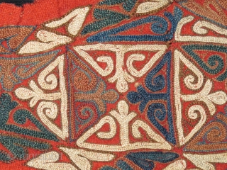 Chodor Turkmen embroidered head ornament. Silk floss on wool.                        