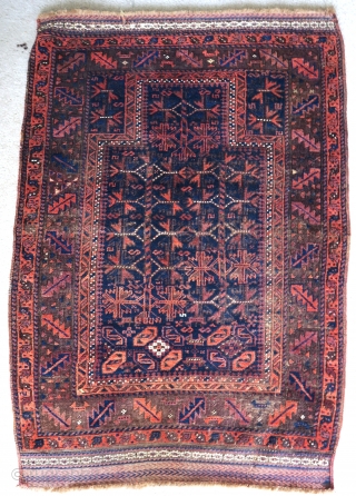 'Timuri' type Baluch prayer rug, nice colors and excellent condition.                       