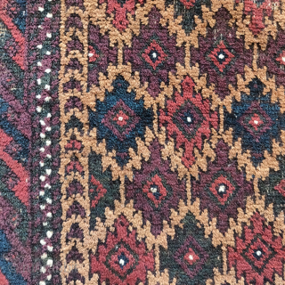 Camel ground Sistan Baluch balisht with crisply drawn ashiks and subtle but sophisticated color