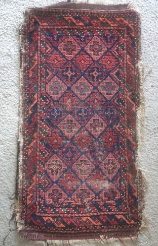 Baluch balisht, Sistan type with camel wool kilim back. Older than most, a good one.                  