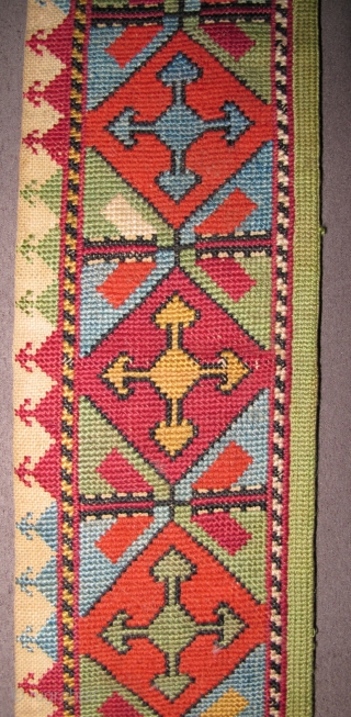 19th century Uzbek or Lakai Needlepoint Belt with a Saryk border design. (49" / 124cm)                  