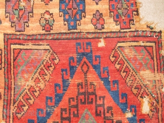 Old Colorful Central Anatolian Rug Fragment                           