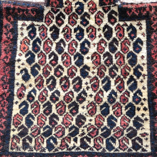 Ivory ground Baluch salt bag, pile front, flatwoven back                        