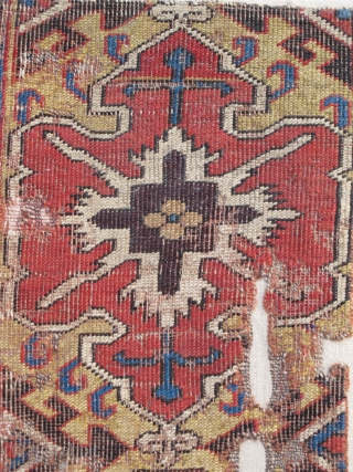 17th century Caucasian Border Fragment representing a cartouche type originating from classical Northwest Persian examples. This piece was sold at Sotheby's New York as lot 73 of the sale, 'Turkmen and Antique  ...